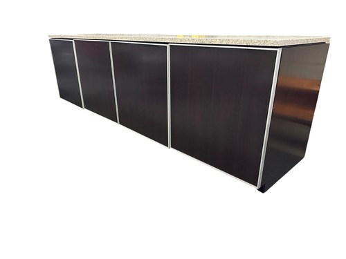 8' Walnut Veneer Credenza with Granite Top - Image 1
