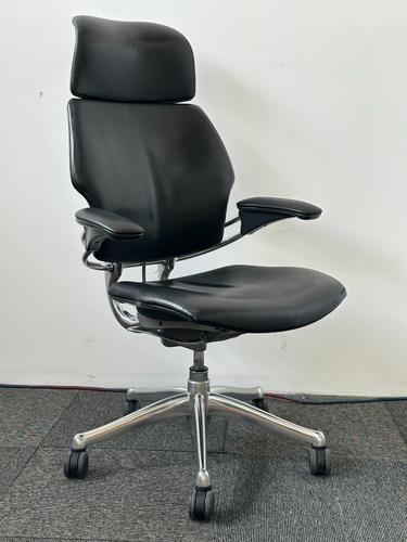 Humanscale Freedom Task Chair with Headrest (Black Leather/Black) - Image 1
