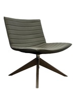 National Office furniture Grin Lounge High Profile, Wood Base (Grey Leather/Chrome)
