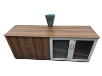 6' Brown Laminate Credenza with a Glass Door