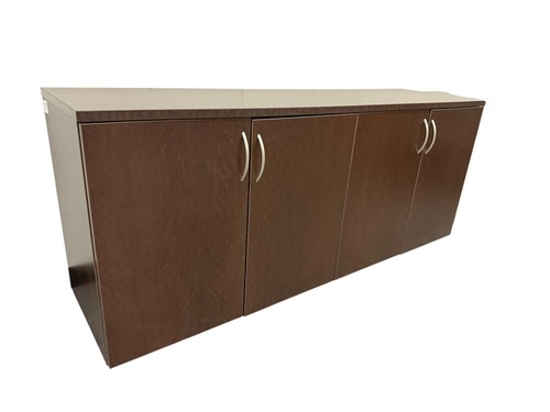 6' Brown Laminate Credenza with 2 Drawers - Image 1
