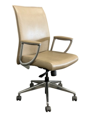 Allseating Zip Conference Chair (Brown Leather/Polished Aluminum) - Image 1