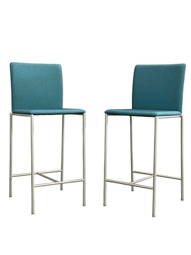 Pair of Davis Furniture Milanolight Counter Height Stool Series (Turquoise/Silver) - Image 1