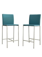 Pair of Davis Furniture Milanolight Counter Height Stool Series (Turquoise/Silver)