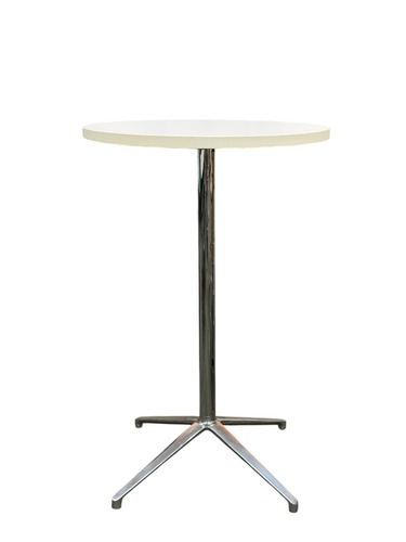 Bernhardt Story 26" Round Table (White/Chrome) - Image 1