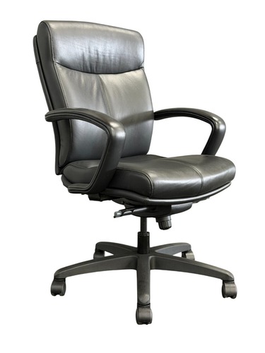 VIA Carmel Mid Back Conference Chair (Black Leather/Black) - Image 1
