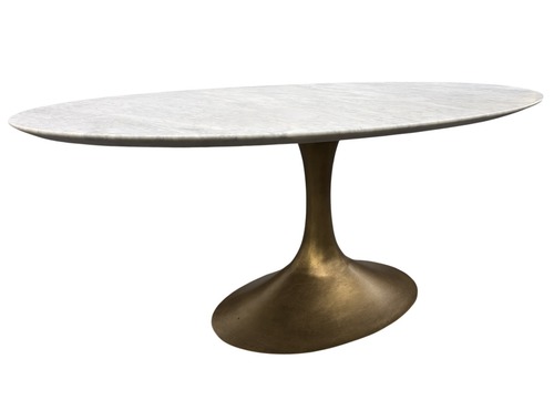Restoration Hardware Aero Stone Oval Dining Table (Italian Carrara Marble) - Image 1