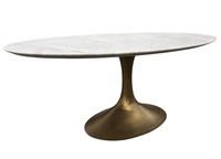 Restoration Hardware Aero Stone Oval Dining Table (Italian Carrara Marble)
