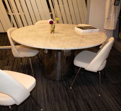 Eames Round Table, Marble Top, Chrome base - Thumbnail 2