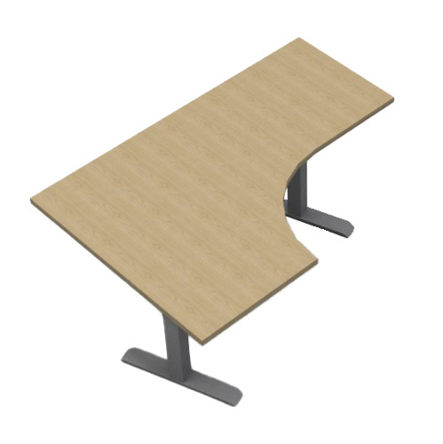 Extended Corner Worksurface RH 23X46X66X23, AMQ Height Adjustable Height Base. 3 Stage, 2 Legs - Image 1