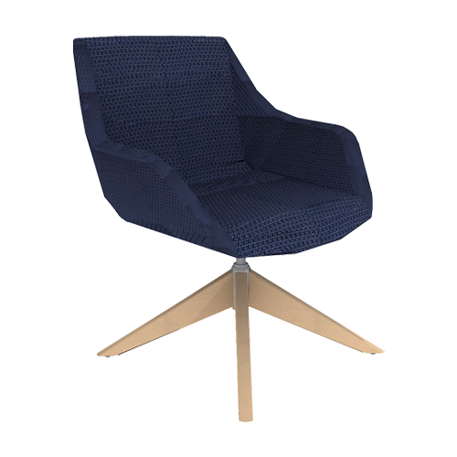 'Melina' Lounge with Swivel Base and Wooden Legs - Image 1