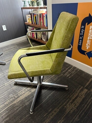 'Nios' Guest Chair with Arms & Metal Swivel Base - Thumbnail 3