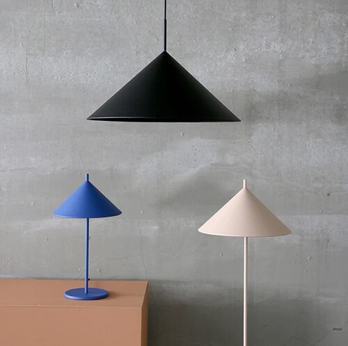 Metal Triangle Table Lamp M Matt Cobalt - Thumbnail 2
