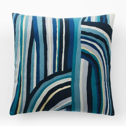 Curvy Stripe Crewel Pillow with Insert - Thumbnail 2
