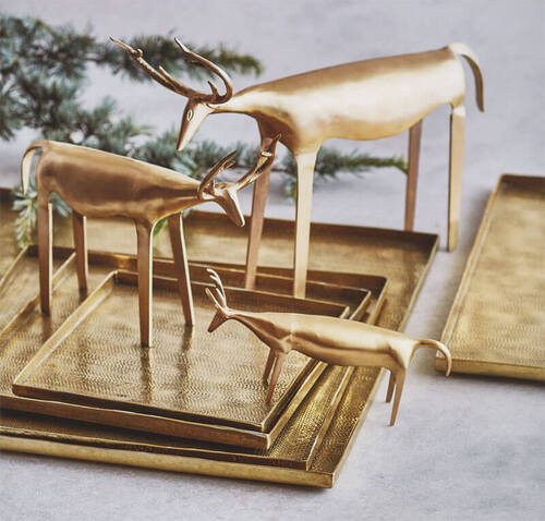 Rustic Brass Reindeer Small Decorative Object - Thumbnail 2