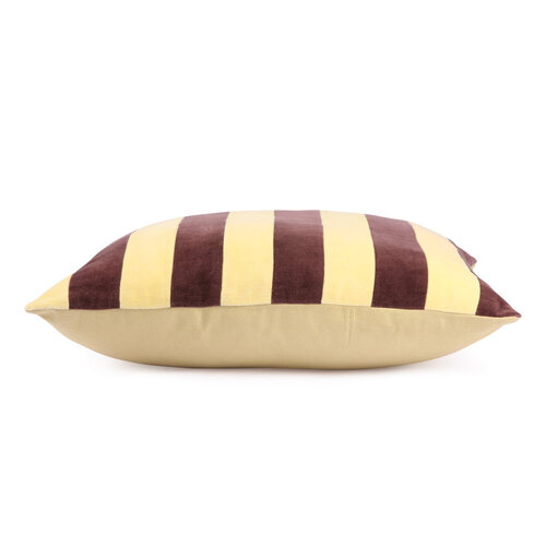 Striped Purple and Yellow Velvet Pillow with Insert - Thumbnail 2