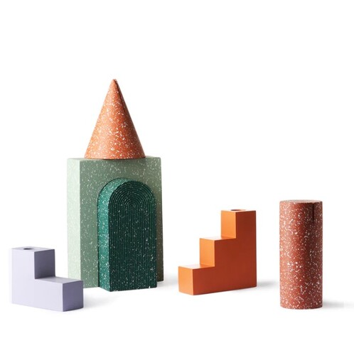 Concrete Stairs Candle Holder Object Vase - Thumbnail 2