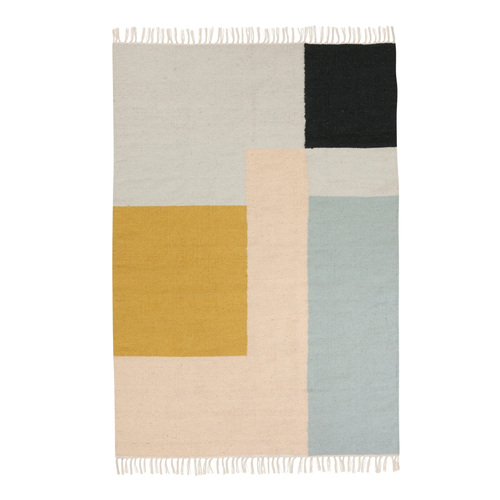 Kelim Rug, Squares - Large, w/ rug pad - Image 1