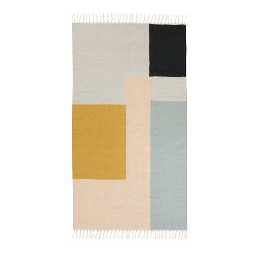 Kelim Rug, Squares - Small, w/ rug pad - Image 1
