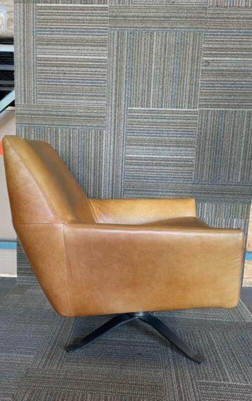 Lucas Leather Swivel Chair - Thumbnail 5