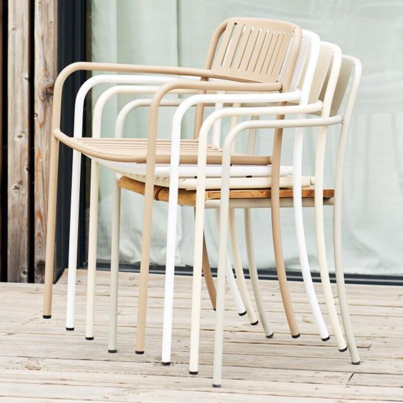 Patio Slatted Dining Chair Outdoor Painted - Thumbnail 4