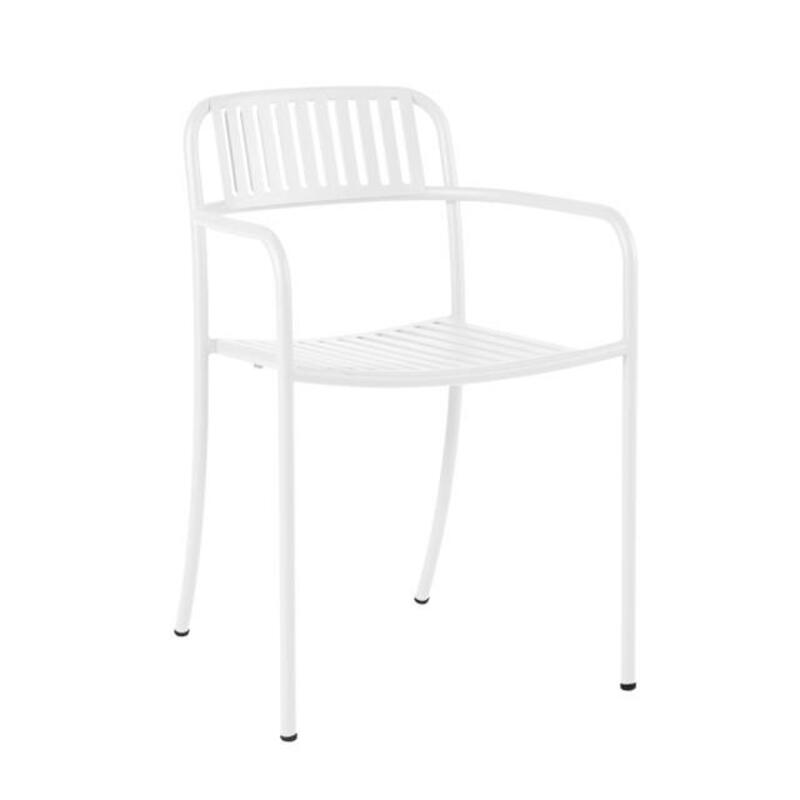 Patio Slatted Dining Chair Outdoor Painted - Image 1