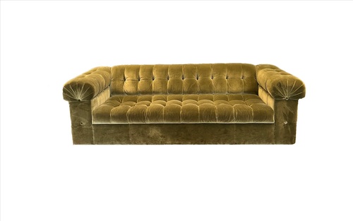 Green Velvet Tufted Sofa  - Image 1