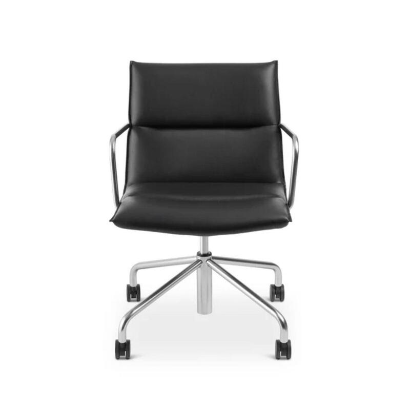 Meredith Meeting Chair, Mid Back, Nickel + Black - Thumbnail 2
