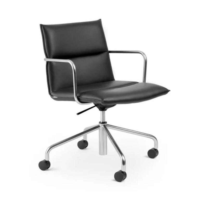 Meredith Meeting Chair, Mid Back, Nickel + Black - Image 1